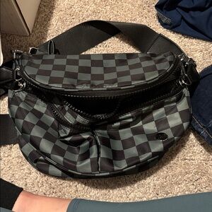 Green and black checkered bum bag